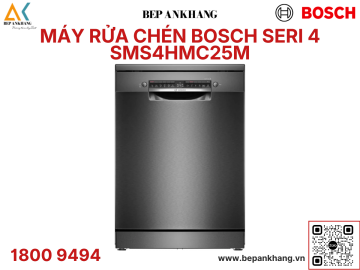 Máy rửa chén bát độc lập Bosch SMS4HMC25M Series 4 màu đen - Nhập khẩu Ba Lan 